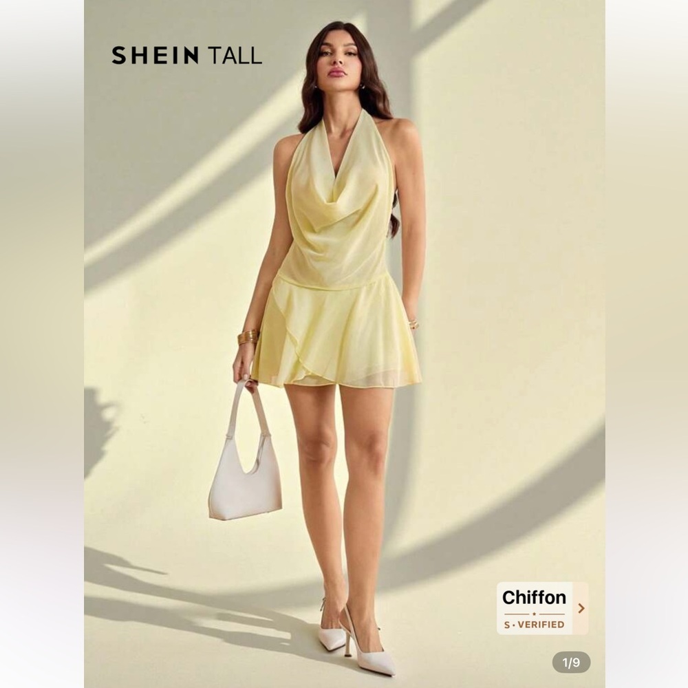 SHEIN Yellow Backless Dress